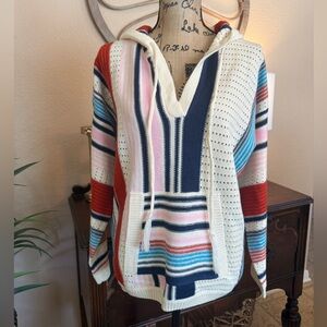Striped Multicolor Knit Hoodie Sweater